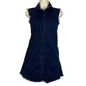 Adriano Goldschmied Denim Frayed Hem Short Dress Girls Size Large Elastic Waist